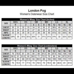 london fog jacket size chart.